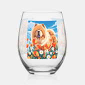 AMONG THE POPPIES Chow ステムなしワイングラス (左)