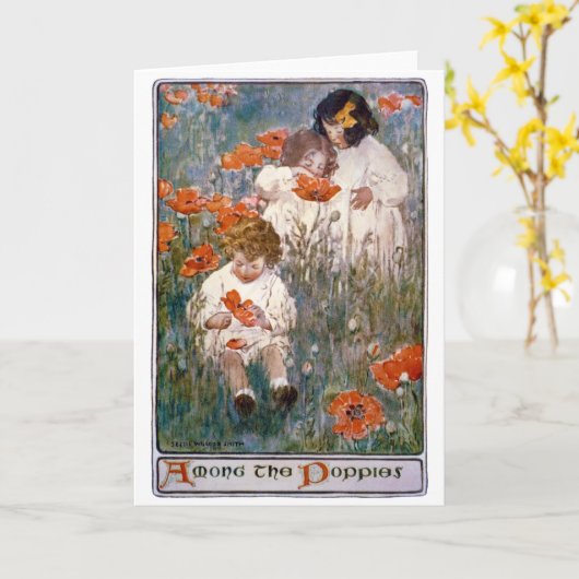 Among the Poppies, Jessie Willcox Smith カード (黄色い花)