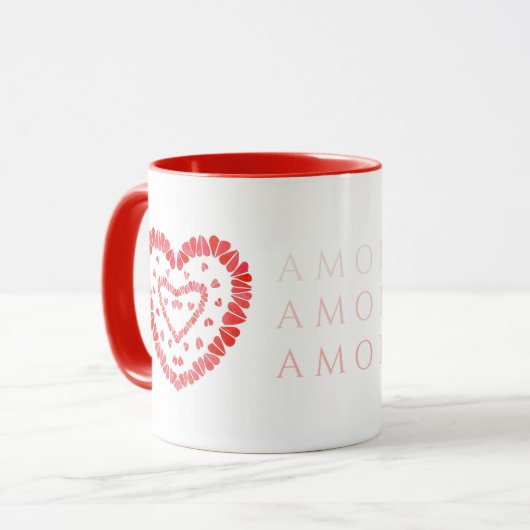 AMOR スペイン語でLOVE 赤 コンボ マグカップ (正面左)