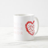 AMOR スペイン語の愛 白マグカップ コーヒーマグカップ (正面右)