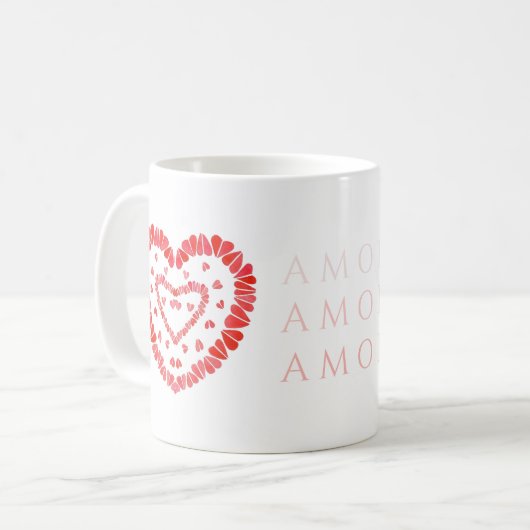 AMOR スペイン語の愛 白マグカップ コーヒーマグカップ (正面左)