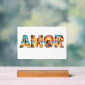 AMOR Acrylic Sign with Vibrant Beach Couples アクリルサイン (ニュートラル)