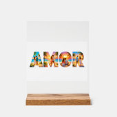 AMOR Acrylic Sign with Vibrant Beach Couples アクリルサイン (正面)