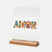 AMOR Acrylic Sign with Vibrant Beach Couples アクリルサイン (傾斜)