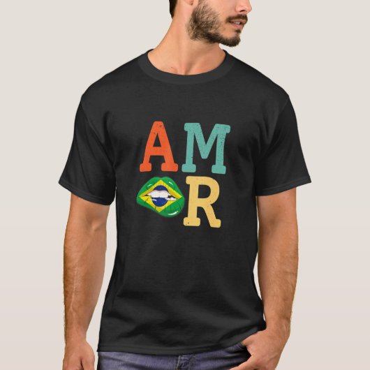 Amor Brazil flag lips Tシャツ (正面)
