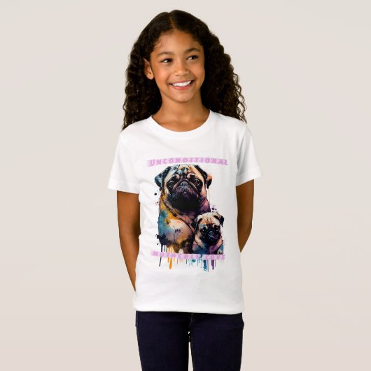 Amor de madre pug – 母性医学 tシャツ (正面フル)