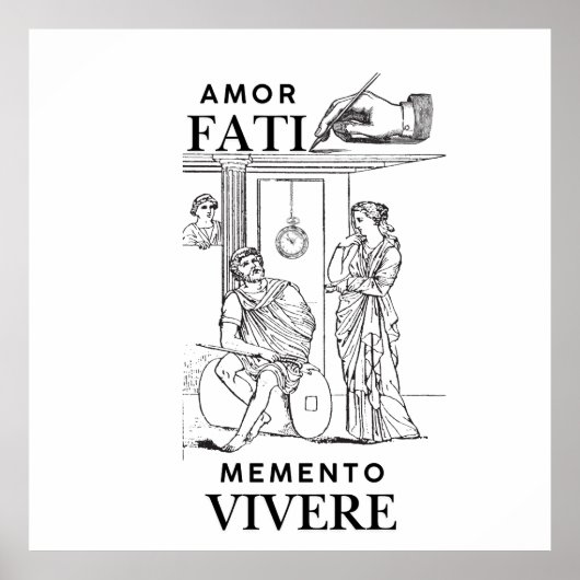 Amor Fati 哲学 ラインアート ポスター (正面)