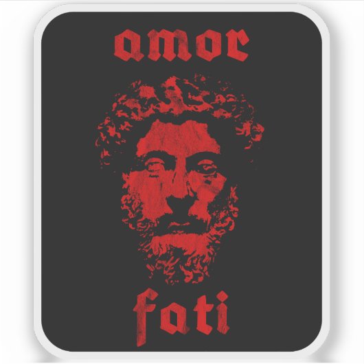 Amor Fati - Marcus Aurelius (vintage red) シール (正面)