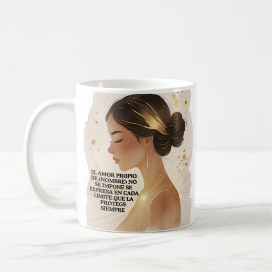 AMOR PROPIO DE (NOMBRE) NO SE IMPONE SE EXPRESA コーヒーマグカップ (左)