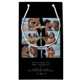 AMOR Quote Black Collage Welcome Wedding 6 Photos スモールペーパーバッグ (裏面)