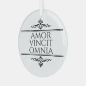 Amor Vincit Omnia Love Combers All Latin Phrases ガラスオーナメント (正面左)