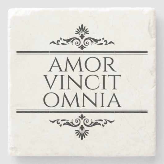 Amor Vincit Omnia Love Combers All Latin Phrases ストーンコースター (正面)