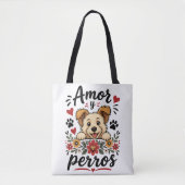 Amor y Perros かわいい犬好きデザイン トートバッグ (正面)