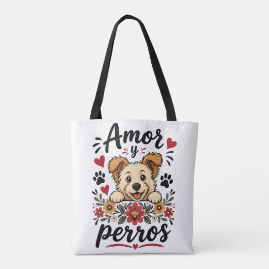 Amor y Perros かわいい犬好きデザイン トートバッグ (裏面)