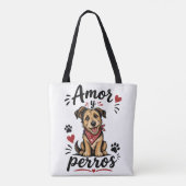 Amor y Perros かわいい犬好きデザイン トートバッグ (裏面)