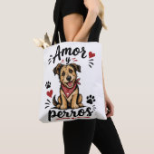 Amor y Perros かわいい犬好きデザイン トートバッグ (クローズアップ)