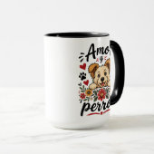 Amor y Perros かわいい犬好きデザイン マグカップ (正面右)