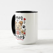 Amor y Perros かわいい犬好きデザイン マグカップ (正面左)