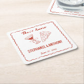 Amoreお洒落の赤枠イタリアン結婚 スクエアペーパーコースター (アングル)