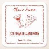 Amoreお洒落の赤枠イタリアン結婚 スクエアペーパーコースター (正面)