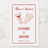 Amoreお洒落の赤枠イタリアン結婚 ワインラベル (シングルラベル)