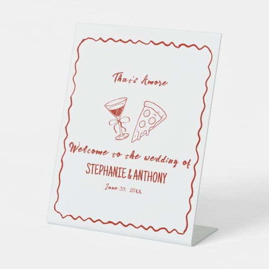 Amoreお洒落の赤枠イタリアン結婚 台座サイン (正面)