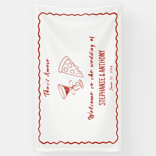 Amoreお洒落の赤枠イタリアン結婚 横断幕 (縦)