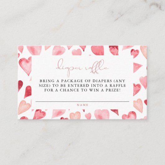 AMOREかわいいハートリトルスウィートおむつラッフル プレイスカード (正面)