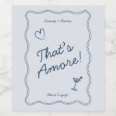 AmoreのHand Drawヴィンテージブルー結婚 ワインラベル (シングルラベル)