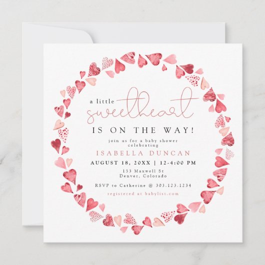AMOREリトルスウィートバレンタインデイベビーシャワー 招待状 (正面)