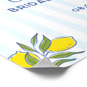 Amore Hand Drawn Lemons Blue Stripes Bridal Shower ポスター (角)