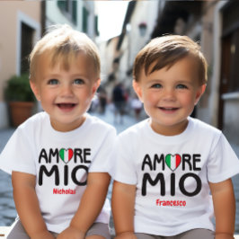 AMORE MIOフラグイタリアンハート白 ベビーTシャツ