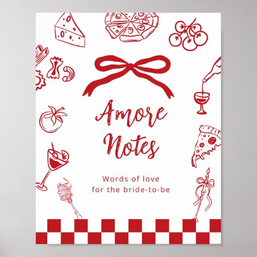 Amore notes Thats Amore Red Advice bridal shower ポスター (正面)