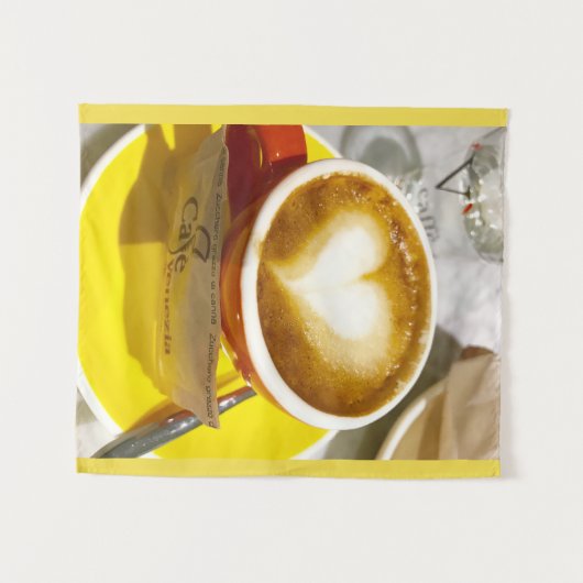 Amoreccino Iのハートのイタリアンなコーヒータペストリー タペストリー (正面(横))