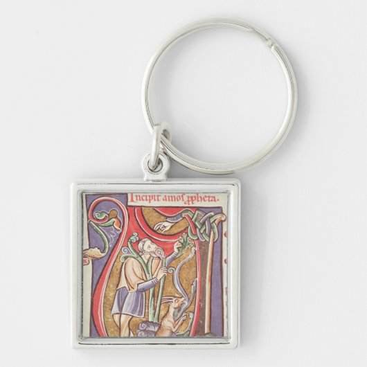 Amosを描写しているHistoriatedのイニシャル「V」 キーホルダー (正面)
