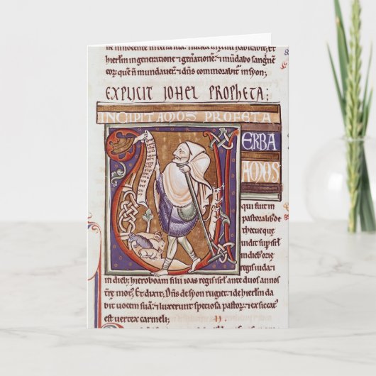 Amosを描写しているHistoriatedのイニシャル「V」 ノートカード (正面)