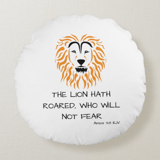 Amos 3:8 KJV聖書聖なる書物、 経典節 ラウンドクッション (正面)