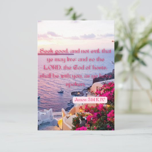 Amos 5:14 KJV Bible Verse Pic Flat Greeting Card カード (スタンド正面)