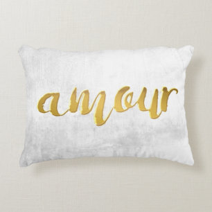 Amour -プリントレターゴールドフォイルタイポグラフィブラシ アクセントクッション