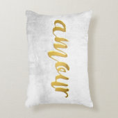 Amour -プリントレターゴールドフォイルタイポグラフィブラシ アクセントクッション (正面(垂直))