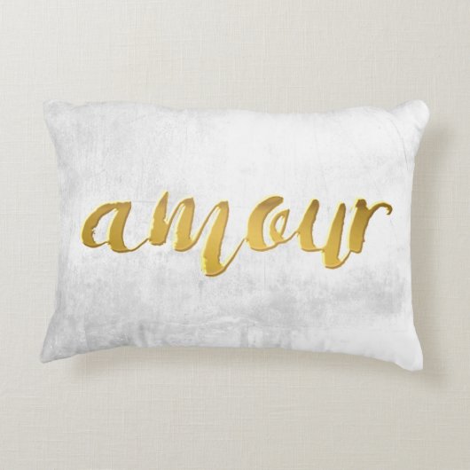 Amour -プリントレターゴールドフォイルタイポグラフィブラシ アクセントクッション (裏面)