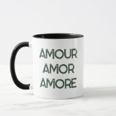 Amour Amor Amore - 愛のタイポグラフィ ロマンティック マグカップ (左)