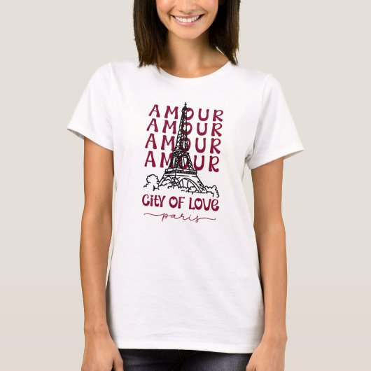 Amour City of Love Paris – Eiffel Tower Tシャツ (正面)