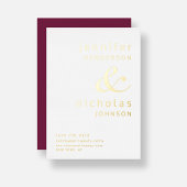 Ampersand Burgundy Wedding Save The Date Gold 箔招待状