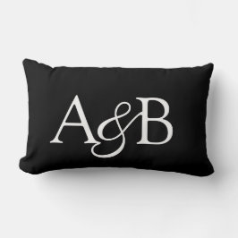 Ampersand Monogram Black and White Couple ランバークッション