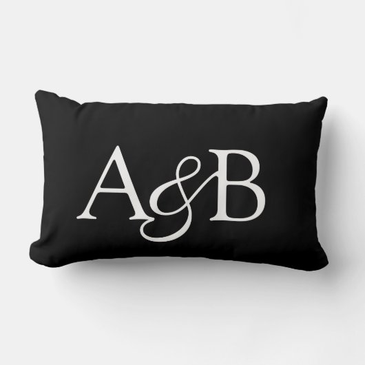 Ampersand Monogram Black and White Couple ランバークッション (正面)