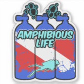 Amphibious Life Scuba Diving Sticker シール (正面)