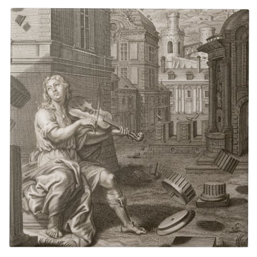 Amphionは音楽によってThebesの壁をの造ります タイル (正面)