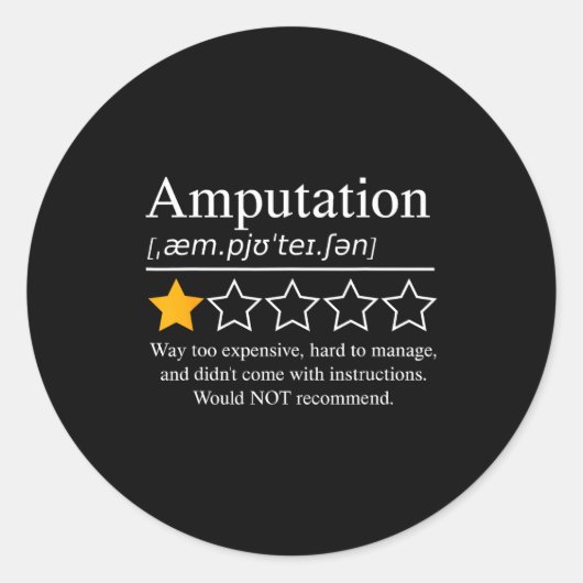 Amputation Amputee Funny Prosthetic Leg Arm Recove ラウンドシール (正面)