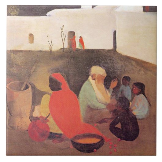 Amrita Sher-Gil – 古代ストーリーテラー、アー素晴らしト タイル (正面)